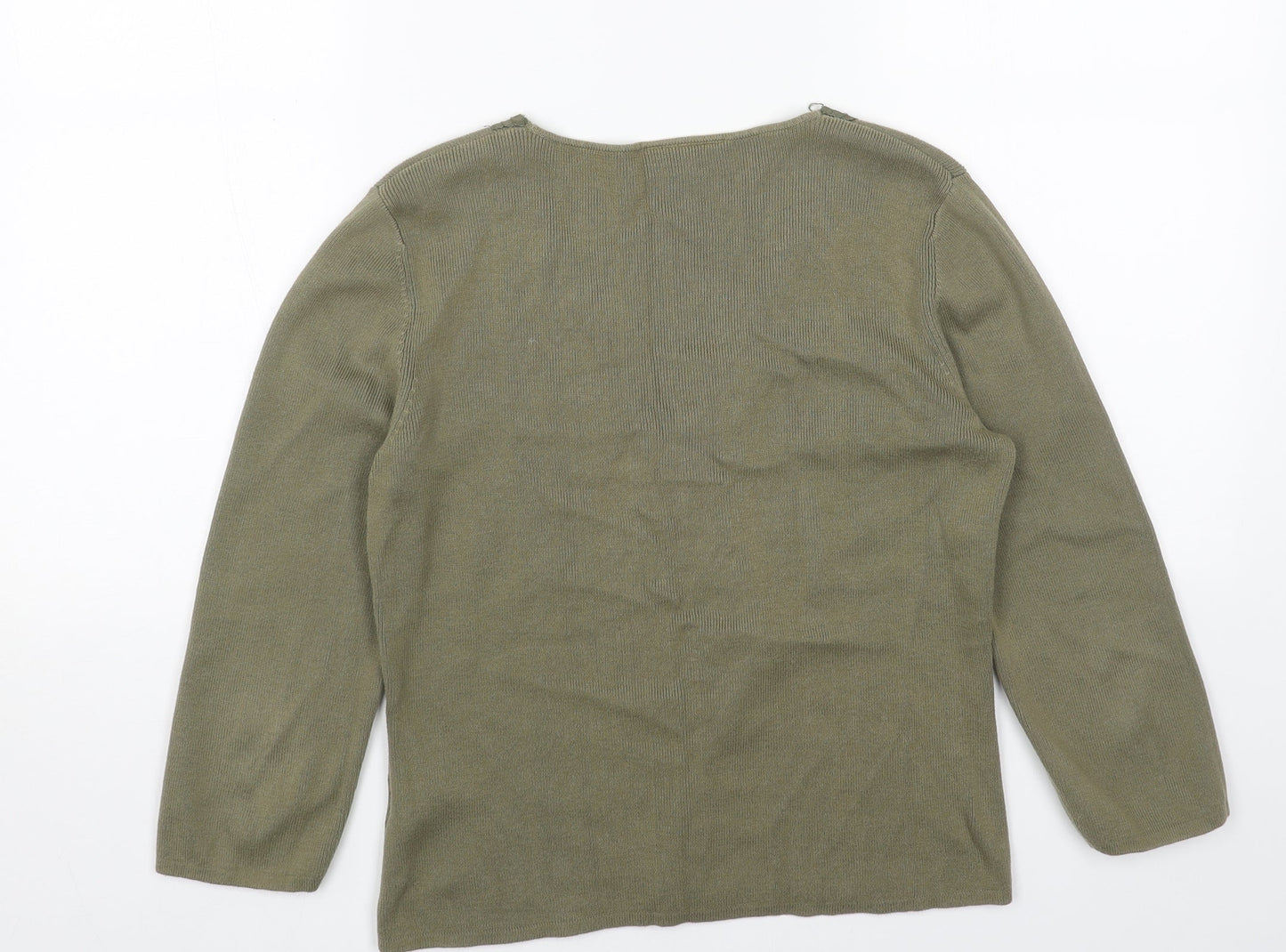 Principles Womens Green V-Neck Cotton Pullover Jumper Size 14
