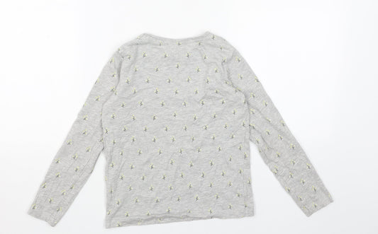 Primark Girls Grey Geometric Cotton Basic T-Shirt Size 7-8 Years Round Neck Pullover - Believe Everyday