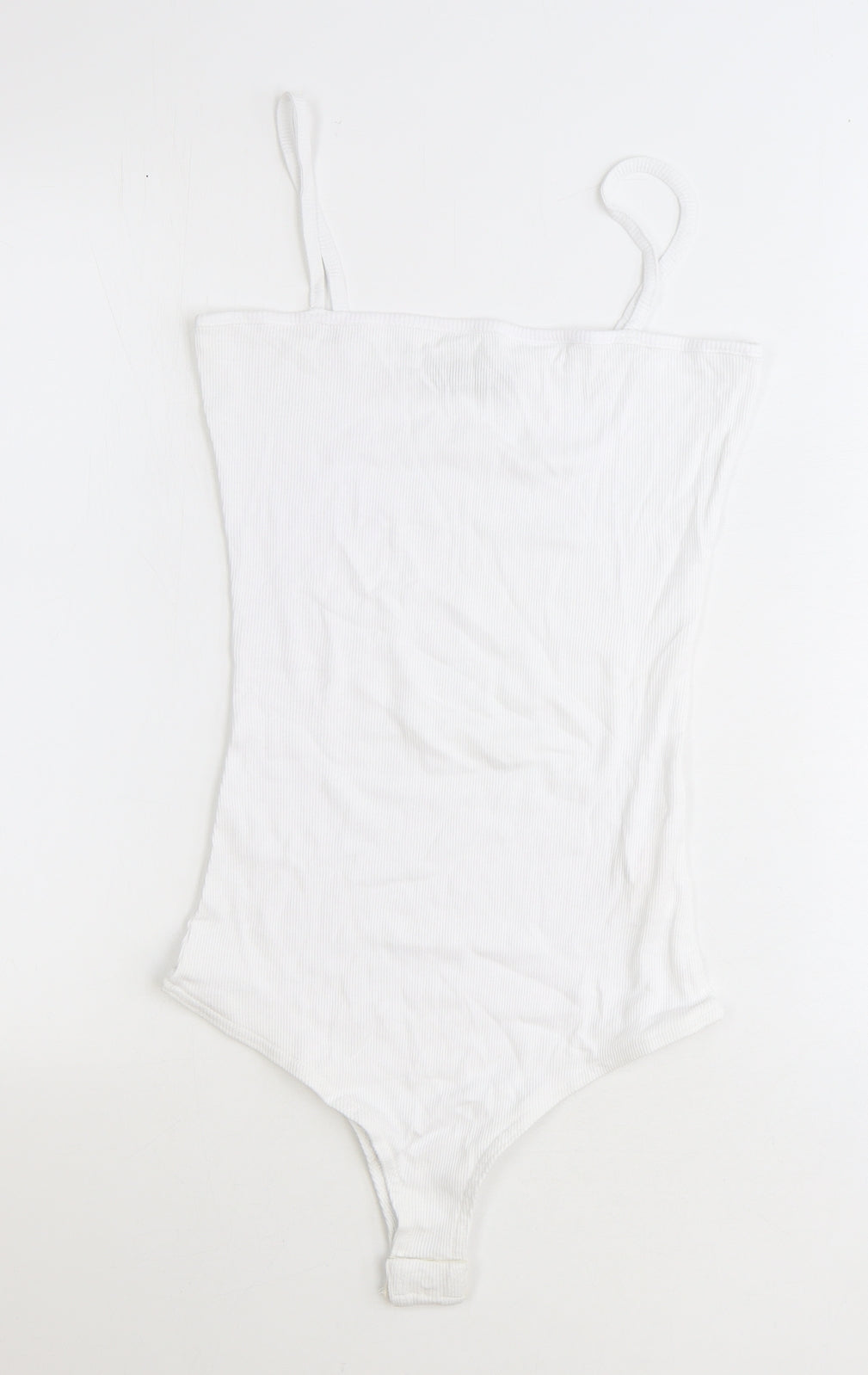 Boohoo Womens White 100% Cotton Bodysuit One-Piece Size 12 Snap