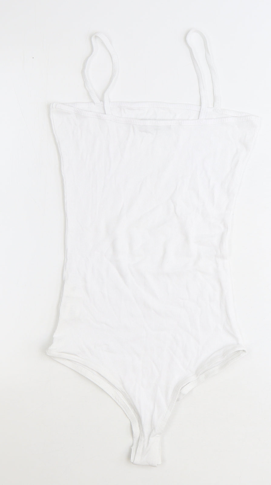 Boohoo Womens White 100% Cotton Bodysuit One-Piece Size 12 Snap