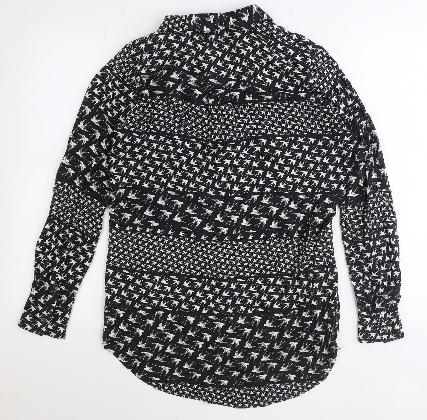 Sandwich Womens Black Geometric Viscose Basic Button-Up Size 6 V-Neck