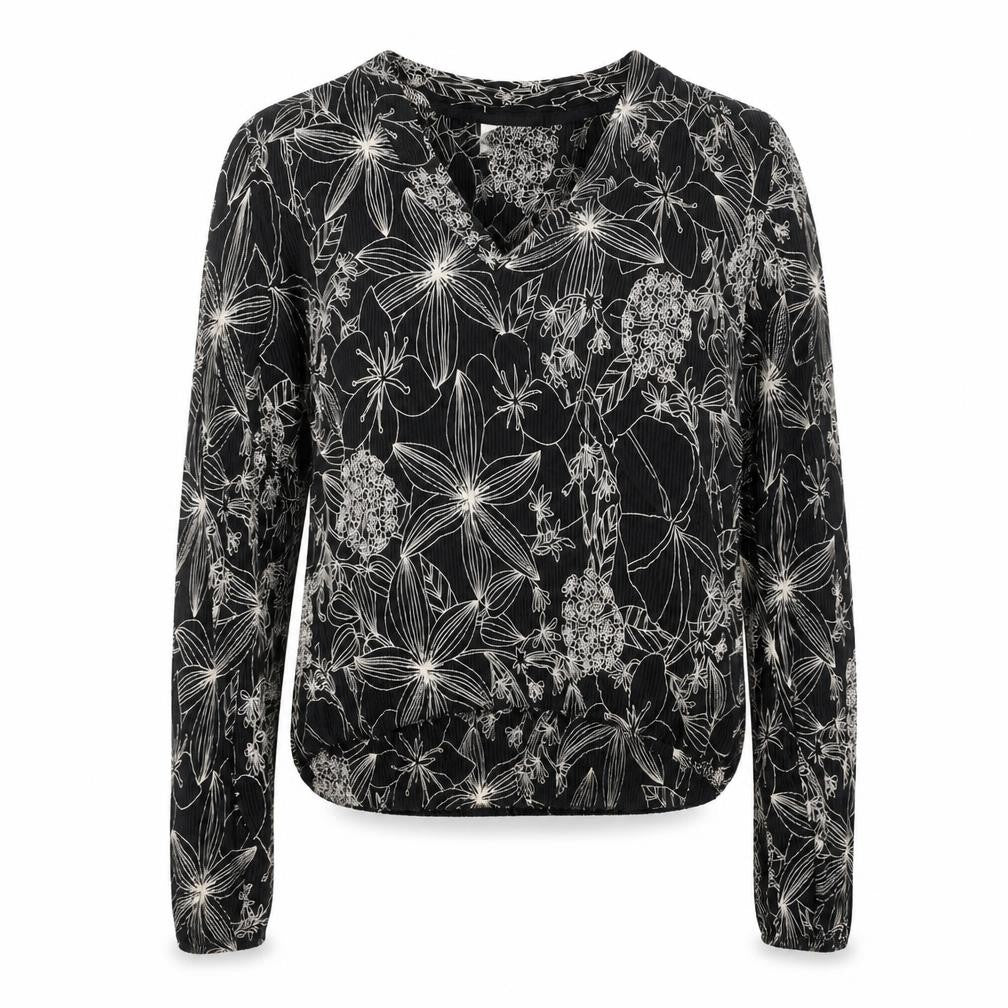 NEXT Womens Black Geometric Polyester Basic Blouse Size 8 V-Neck