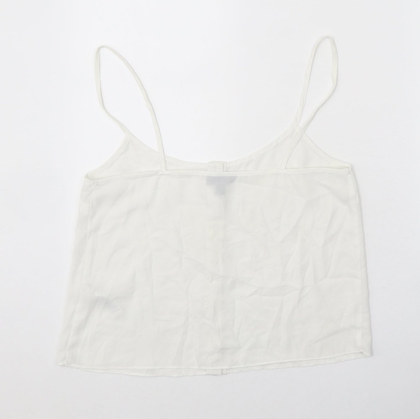 Topshop Womens White Polyester Cropped Tank Size 10 Round Neck