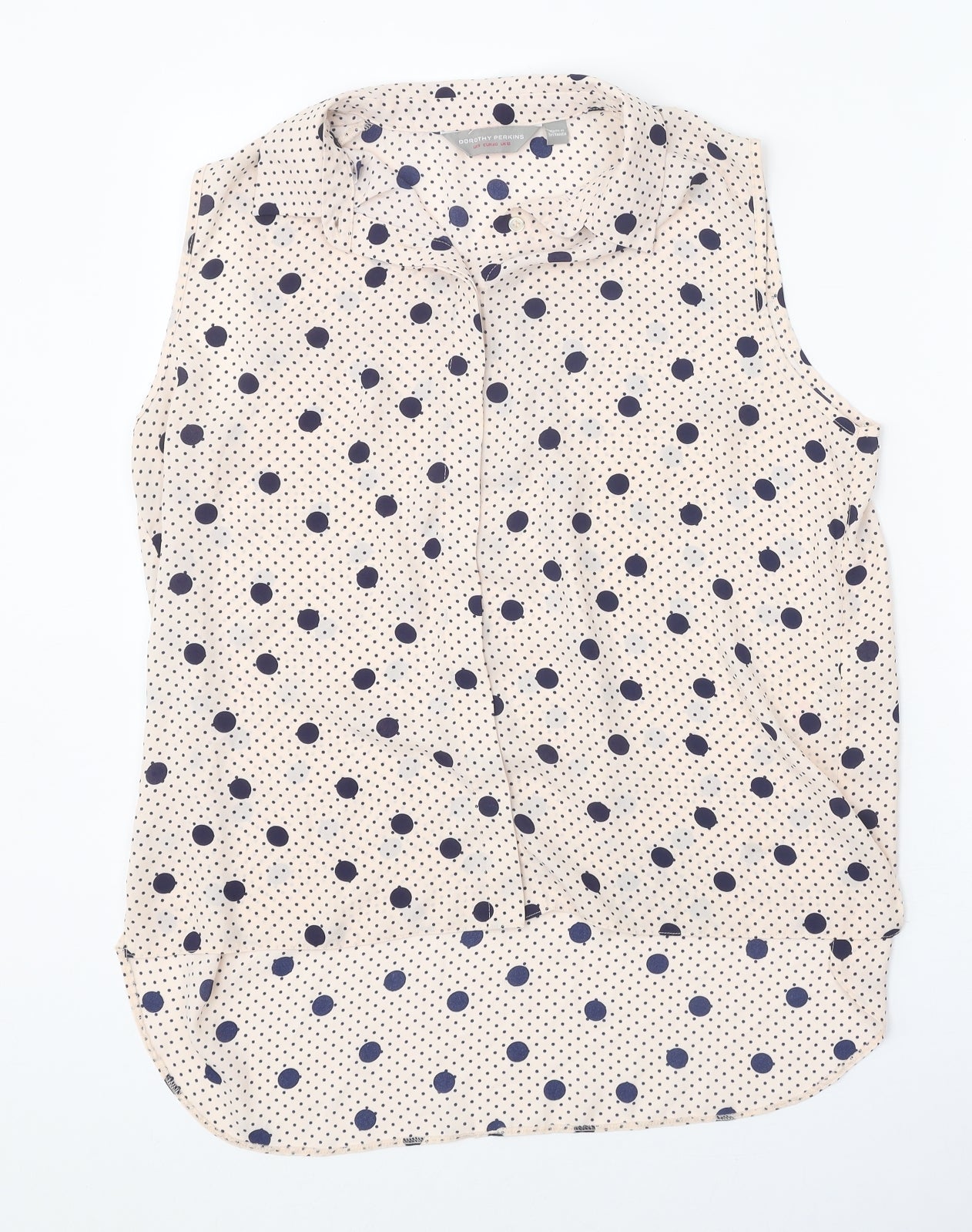 Dorothy Perkins Womens Beige Geometric Polyester Basic Blouse Size 8 V-Neck