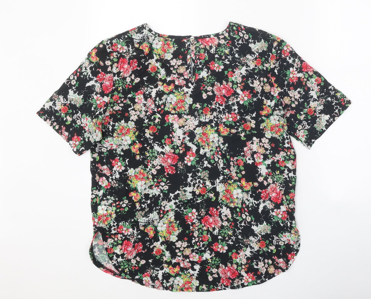 Therapy Womens Multicoloured Floral Polyester Basic T-Shirt Size 12 Round Neck