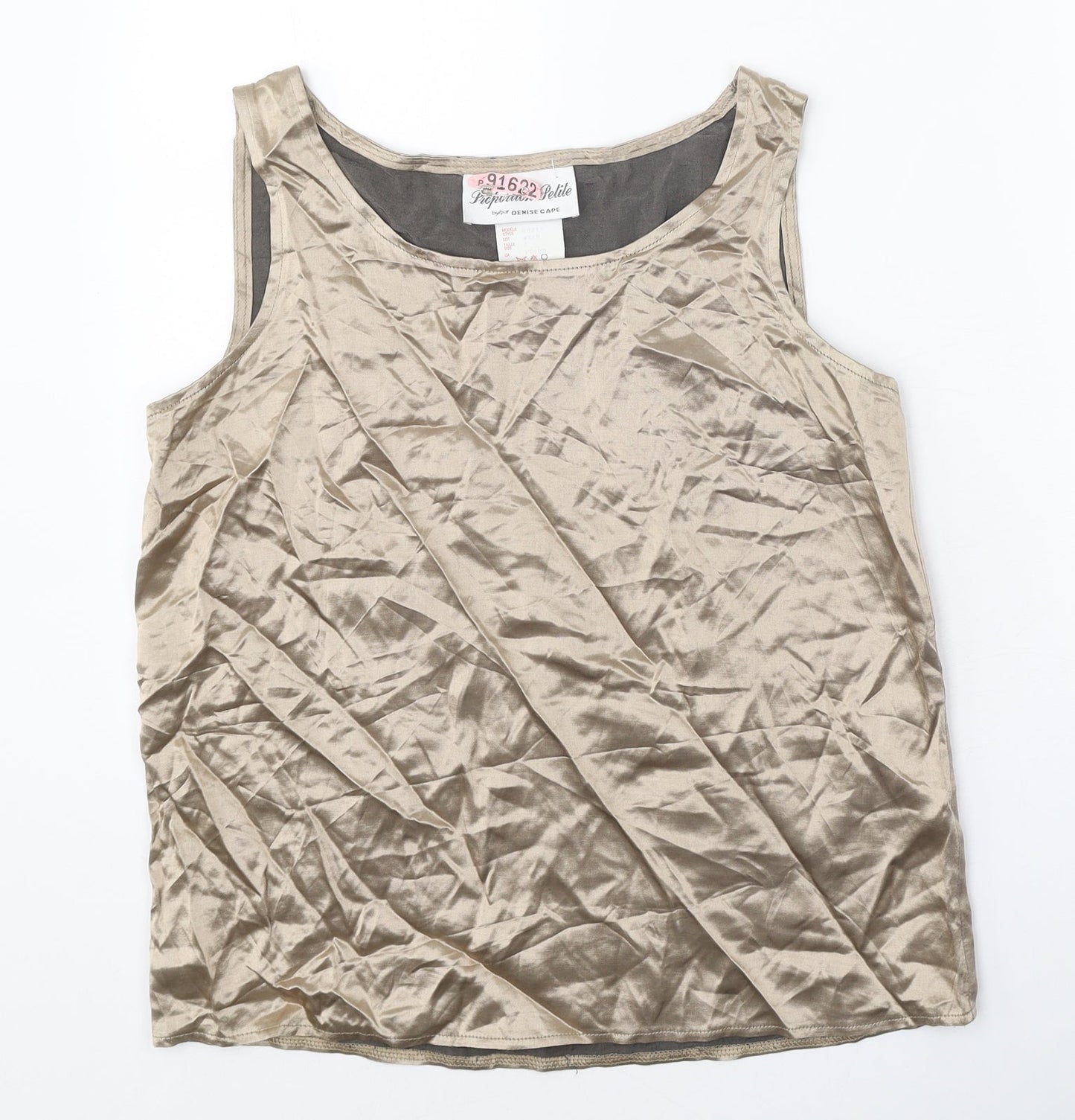 Proportion Petite Womens Gold Acetate Basic Tank Size 6 Round Neck