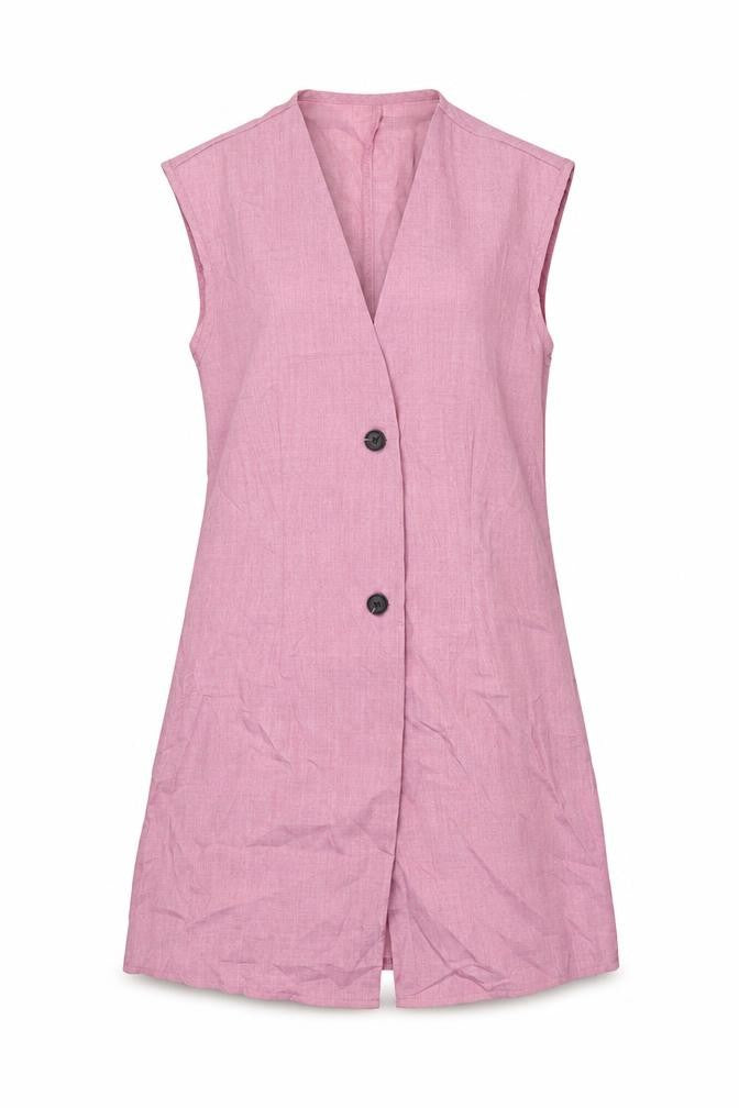 Gomorn Womens Pink Polyester Jacket Dress Size S V-Neck Button