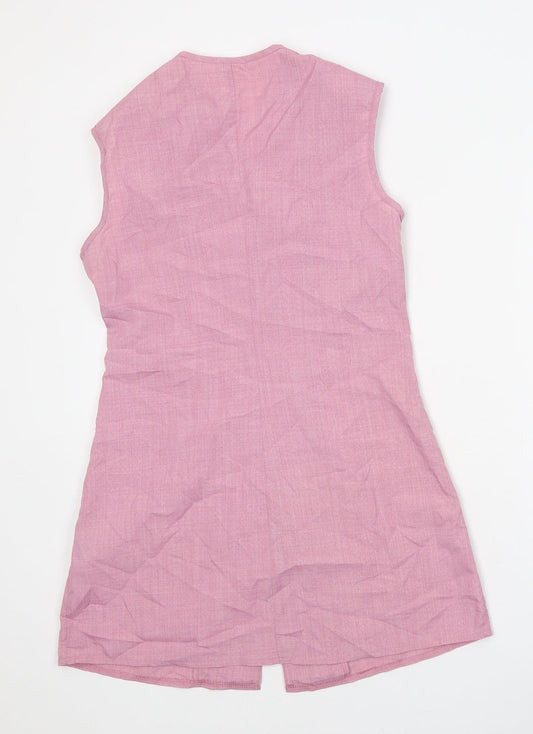 Gomorn Womens Pink Polyester Jacket Dress Size S V-Neck Button