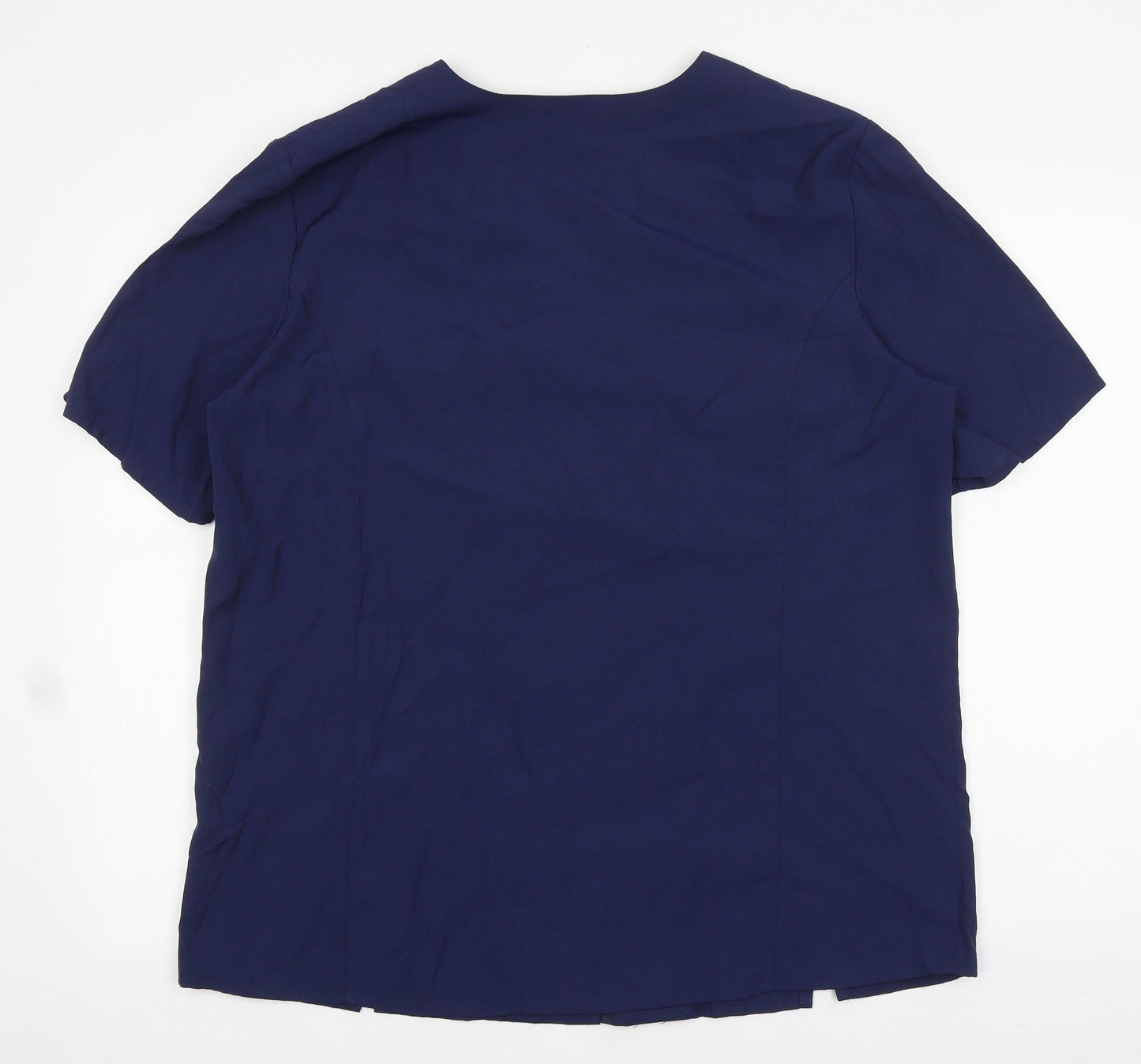 Preworn Womens Blue Viscose Basic Button-Up Size 12 V-Neck