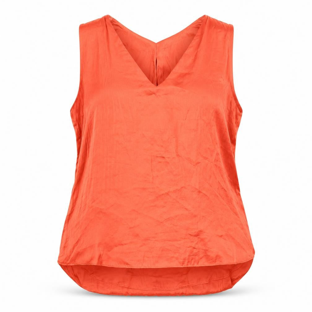 Zara Womens Orange Polyester Basic Tank Size S V-Neck