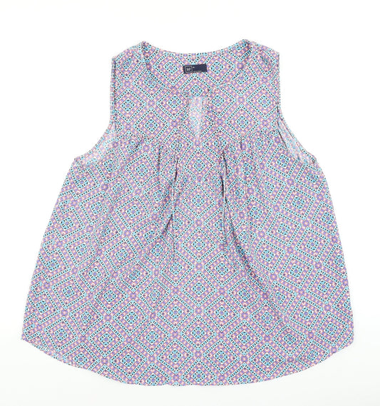 Gap Womens Multicoloured Geometric Viscose Basic Tank Size L V-Neck