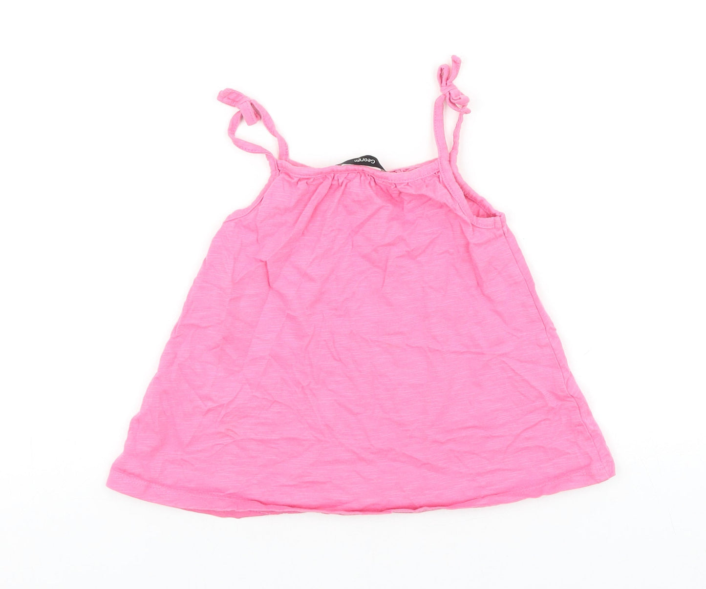 George Girls Pink 100% Cotton Basic Tank Size 3-4 Years Round Neck Pullover
