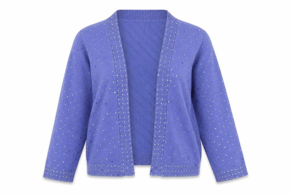 M&Co Womens Purple V-Neck Polyester Shrug Jumper Size S