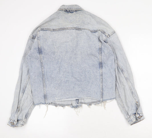 Denim & Co. Womens Blue Jacket Size 8 Button