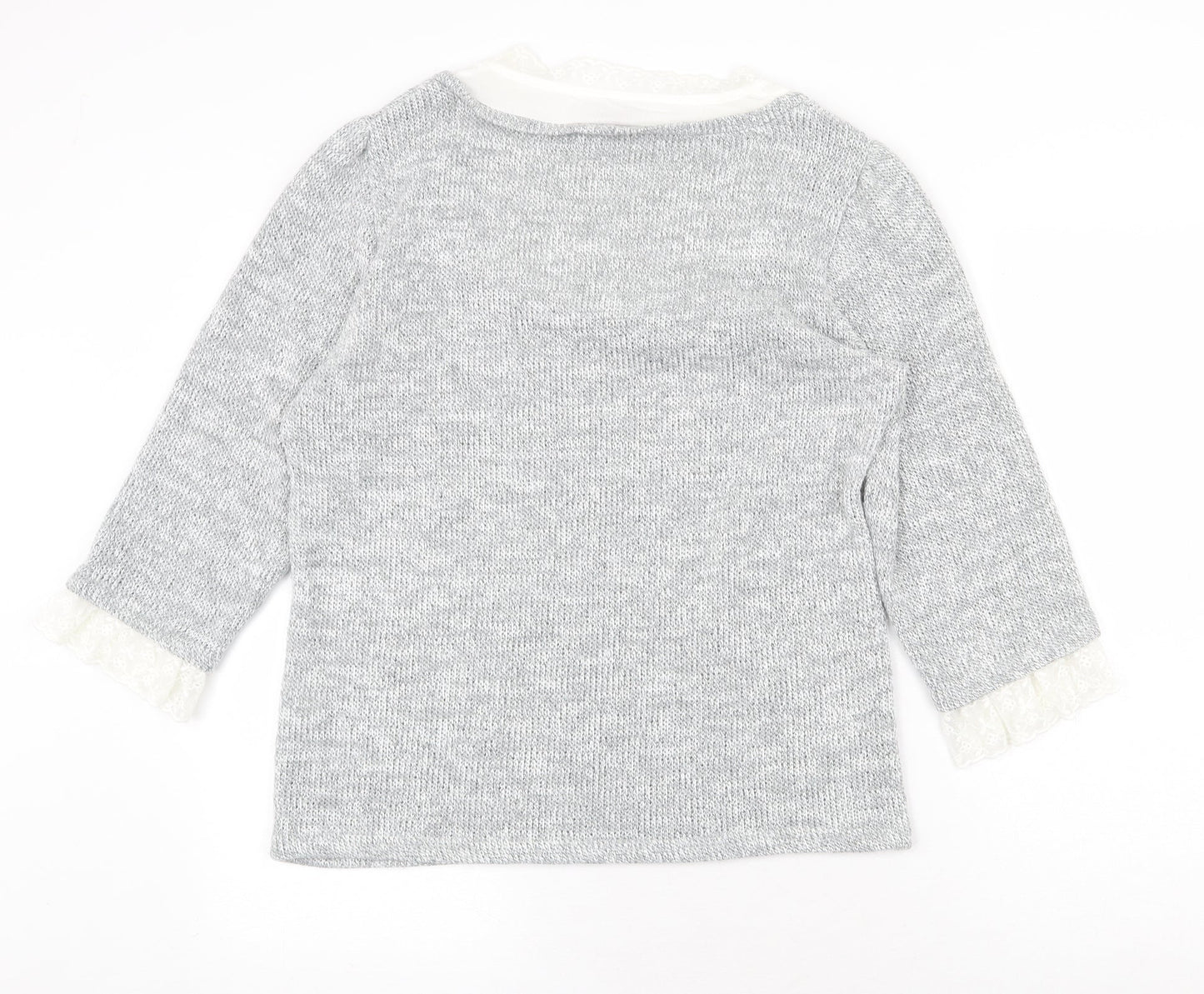 Per Una Womens Grey V-Neck Acrylic Pullover Jumper Size L