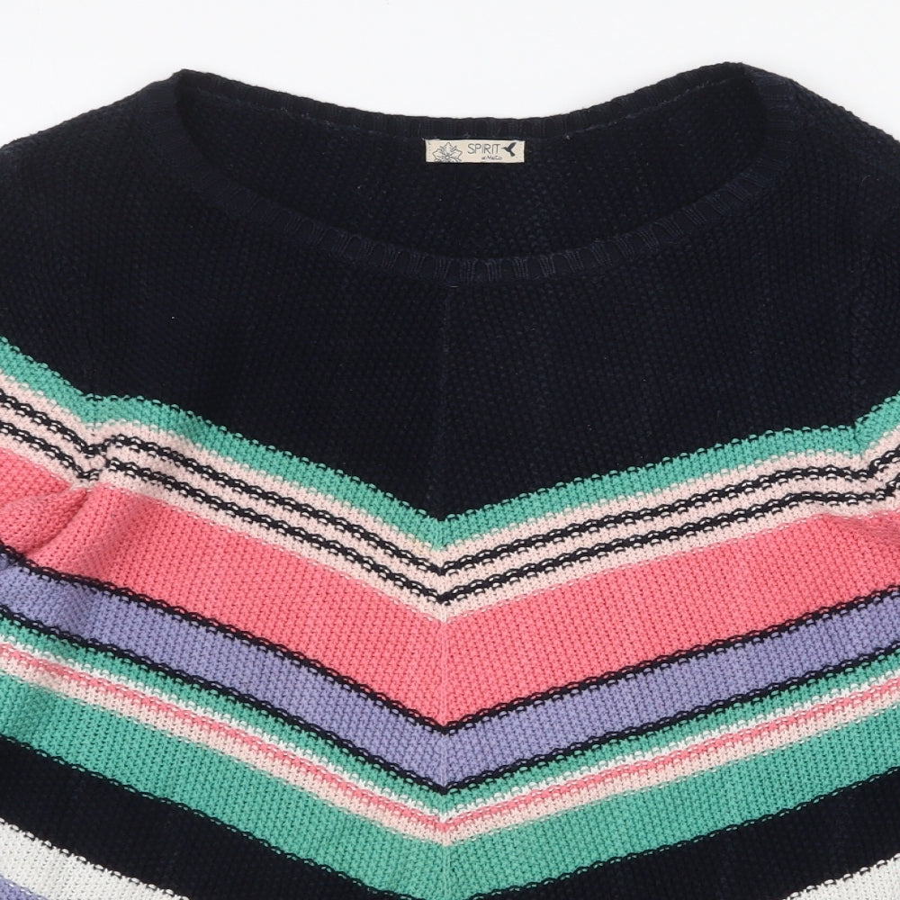 M&Co Womens Multicoloured Boat Neck Geometric Cotton Pullover Jumper Size 14