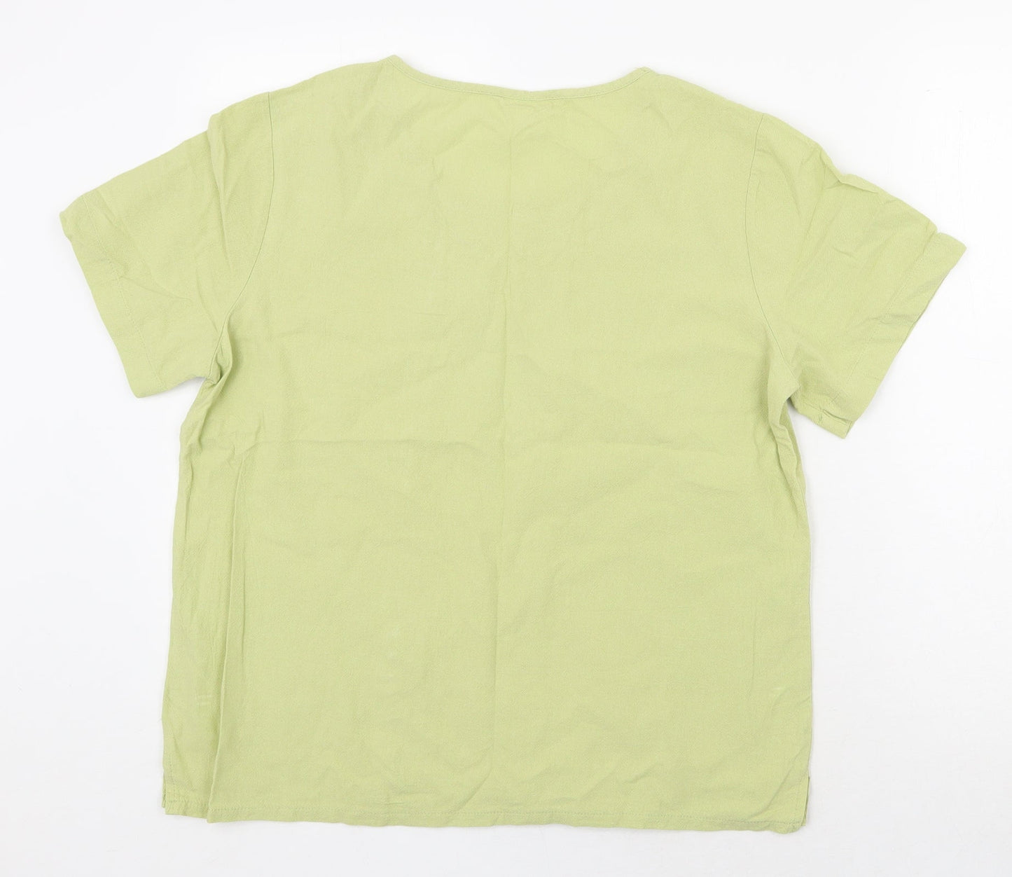 Preworn Womens Green Polyester Basic Blouse Size M Scoop Neck - Dandelion
