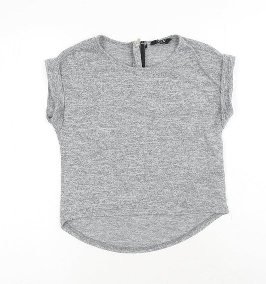 New Look Girls Grey Polyester Basic T-Shirt Size 10-11 Years Round Neck Zip