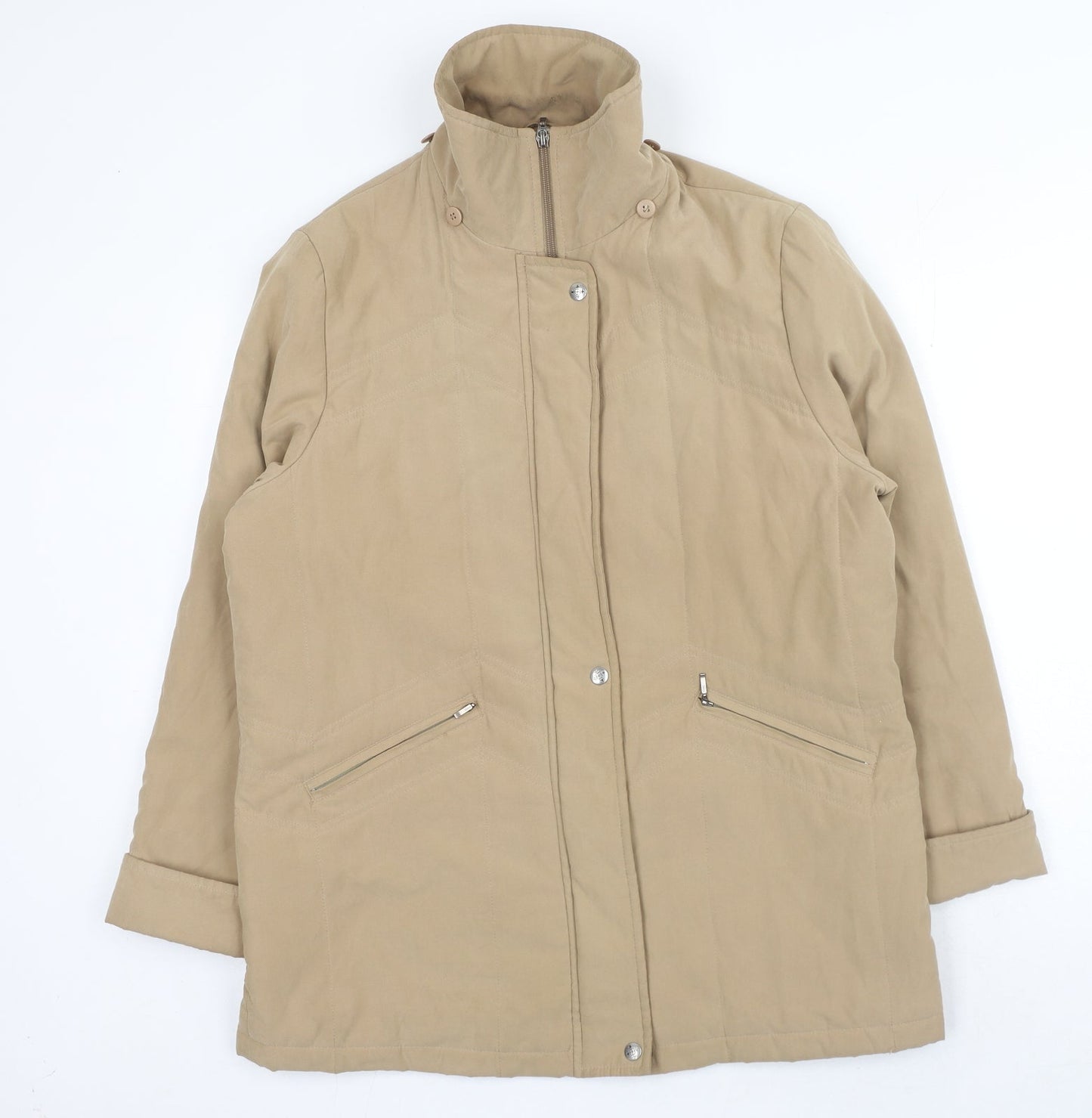 Preworn Womens Beige Jacket Coat Size 14 Button