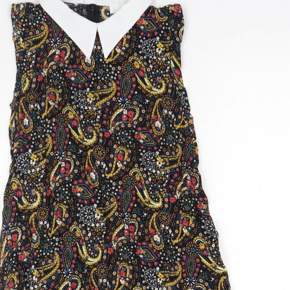 Cooperative Womens Black Paisley Viscose Basic Blouse Size S Collared