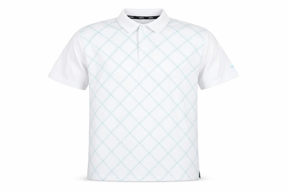 EWM Mens White Plaid Cotton Polo Size L Collared Button