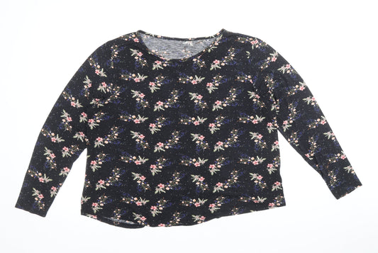 Atmoshpere Womens Black Floral Viscose Basic Blouse Size 18 Boat Neck