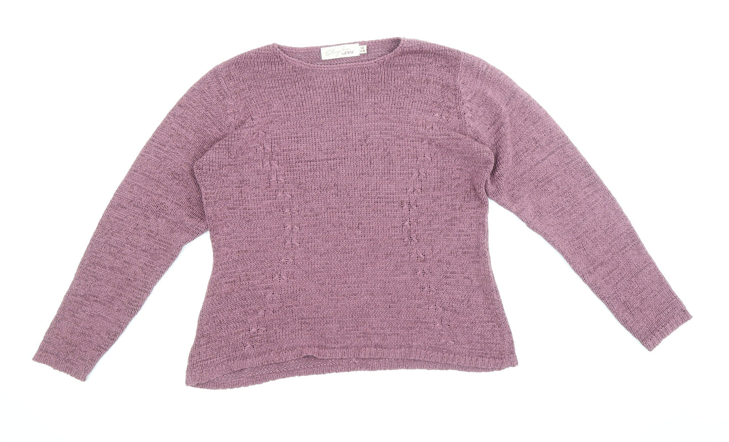 EWM Womens Purple Boat Neck Acrylic Pullover Jumper Size M - Size 14-16