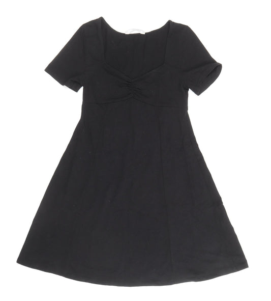 Double Zero Womens Black Cotton A-Line Size S V-Neck Pullover