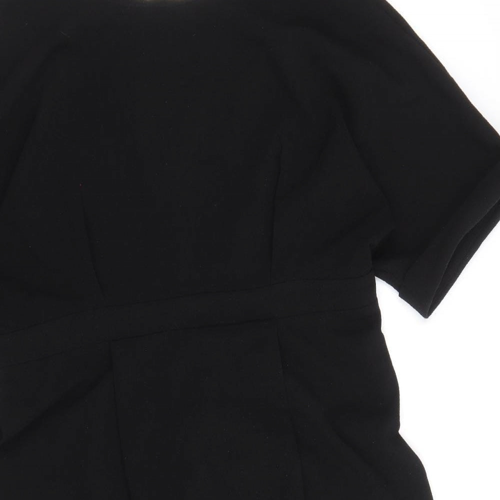 ASOS Womens Black Polyester Sheath Size 14 Round Neck Zip