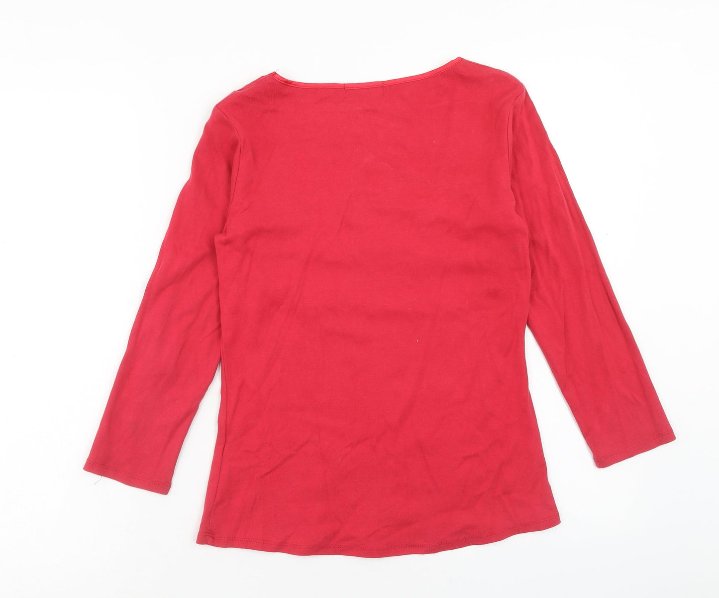 Laura D. Womens Pink Cotton Basic T-Shirt Size 12 Round Neck - Anglaise Detail
