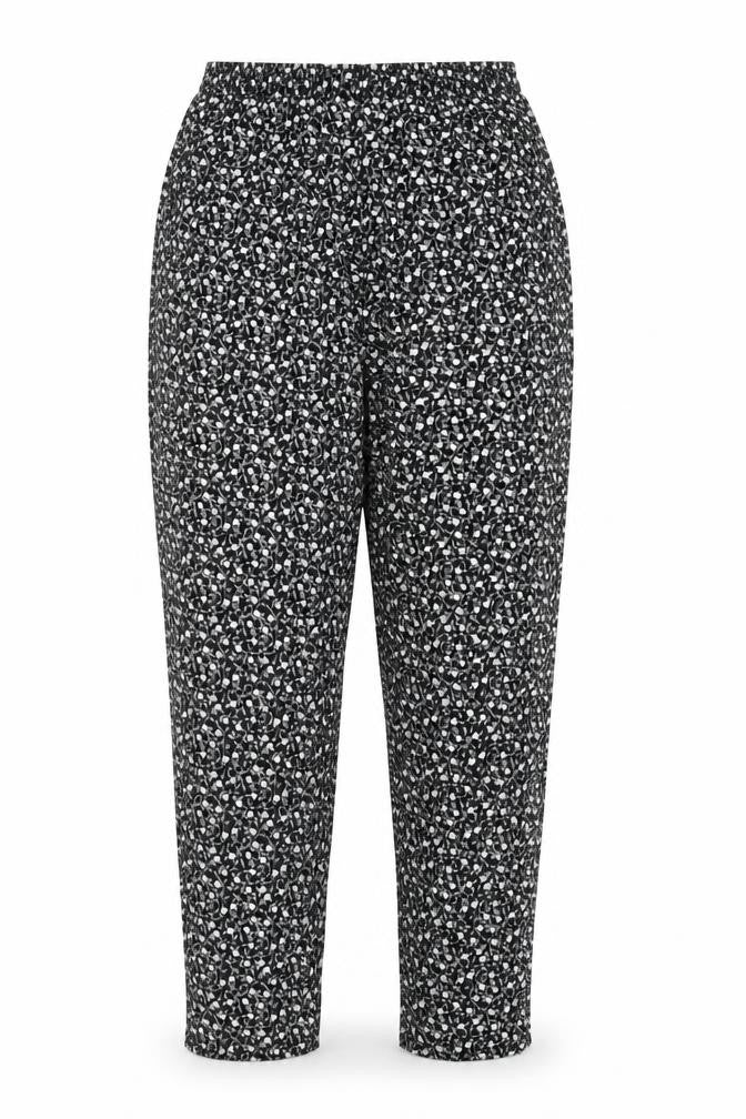 Preworn Womens Black Floral Polyester Trousers Size S Regular - Size S-M
