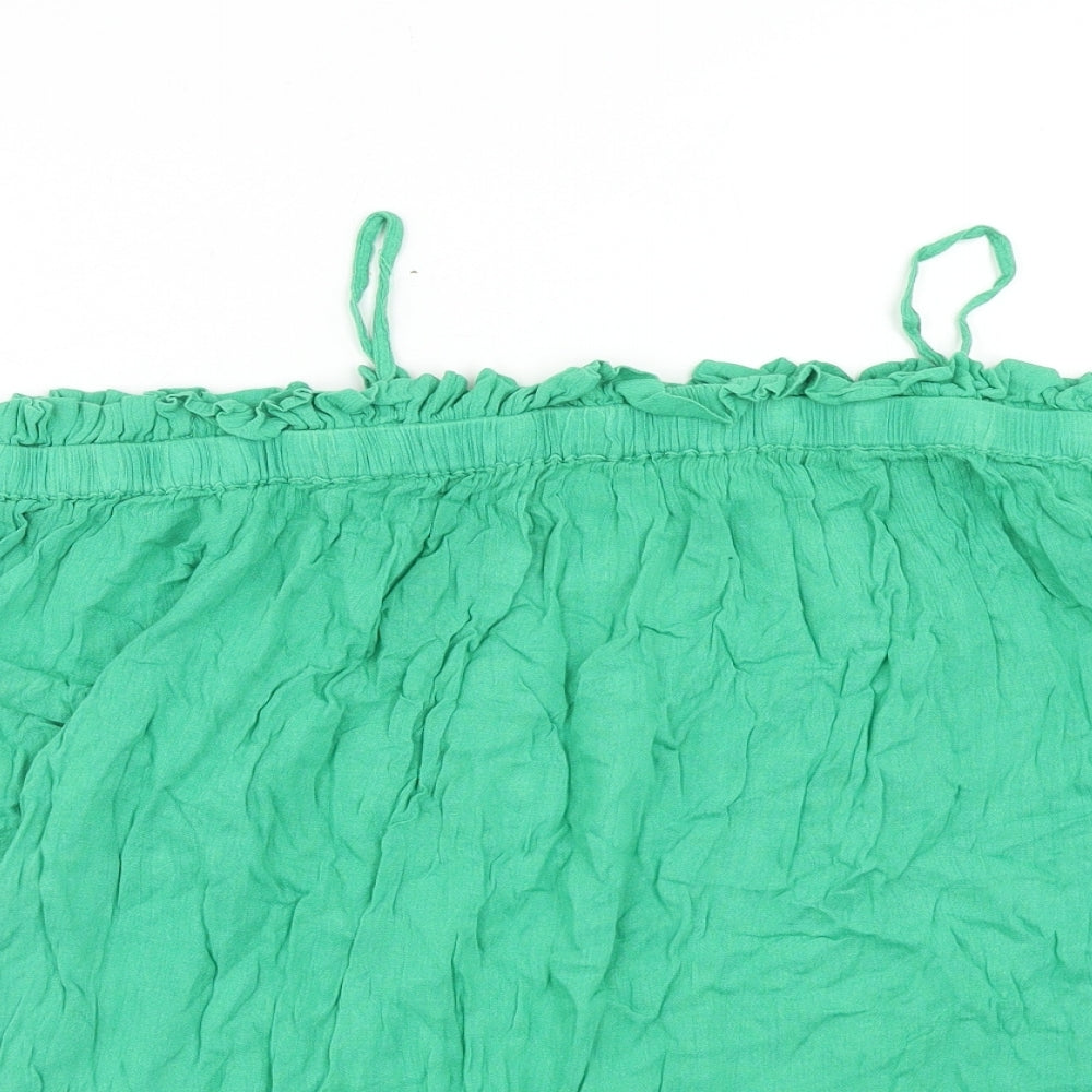 River Island Womens Green Viscose Basic Blouse Size 10 Square Neck - Cold Shoulder