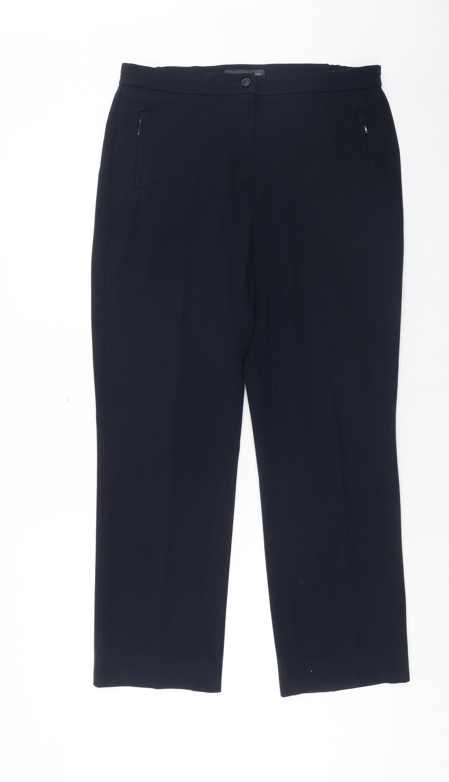 Marks and Spencer Womens Blue Polyester Trousers Size 12 Slim Zip
