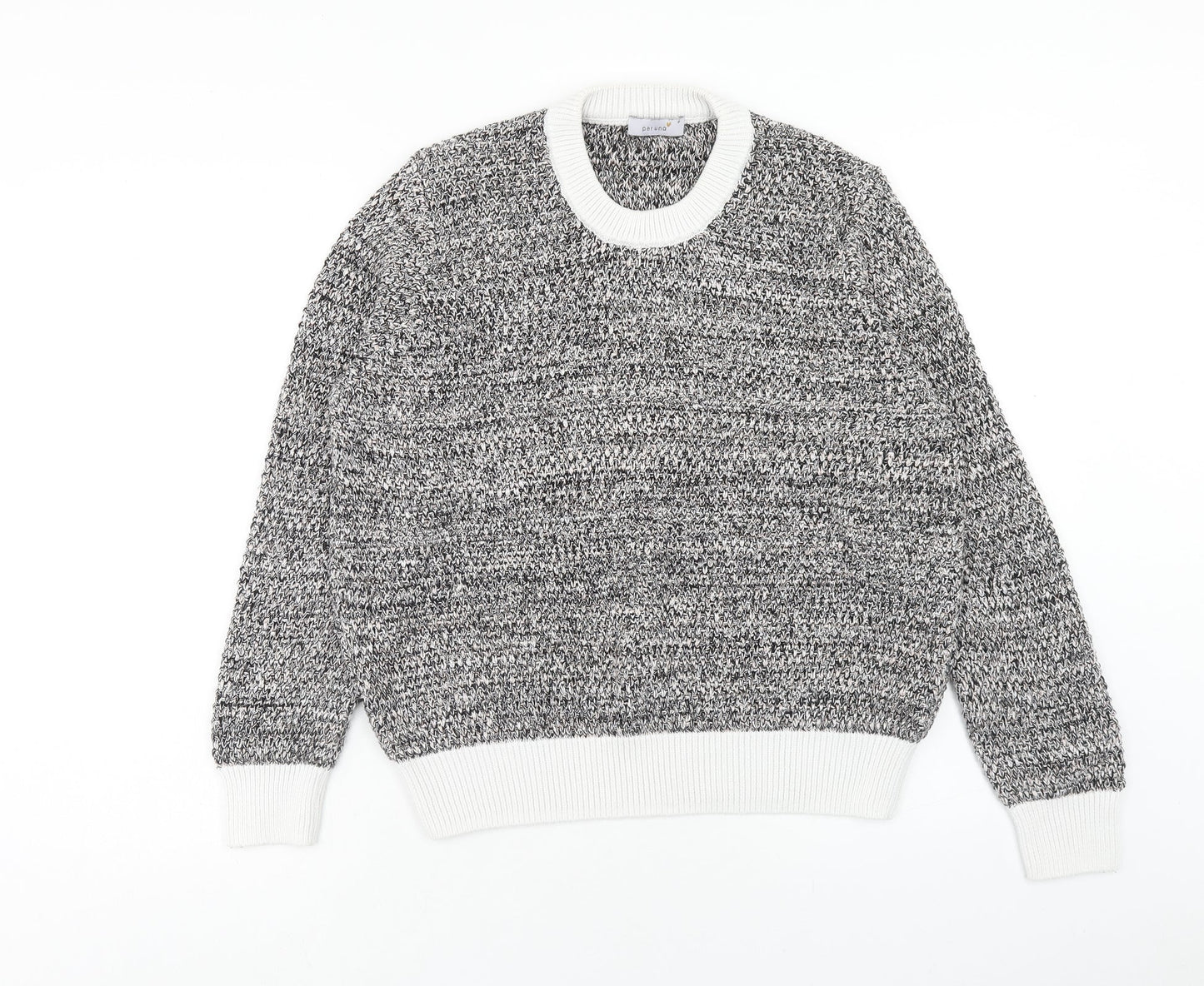 Marks and Spencer Womens Black Scoop Neck Cotton Pullover Jumper Size 14