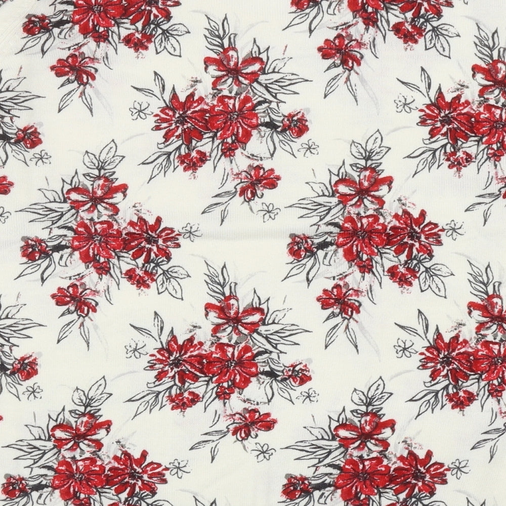 EWM Womens Ivory Scoop Neck Floral Acrylic Pullover Jumper Size M