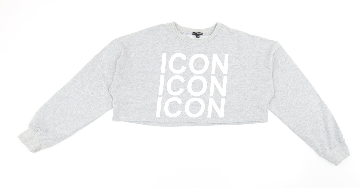 I SAW IT FIRST Womens Grey Polyester Pullover Sweatshirt Size M Pullover