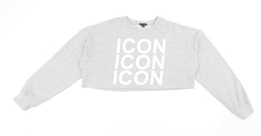 I SAW IT FIRST Womens Grey Polyester Pullover Sweatshirt Size M Pullover