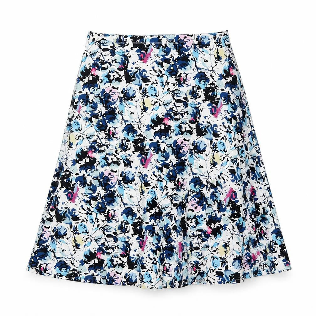 Alexara Womens Blue Geometric Polyester Swing Skirt Size 14