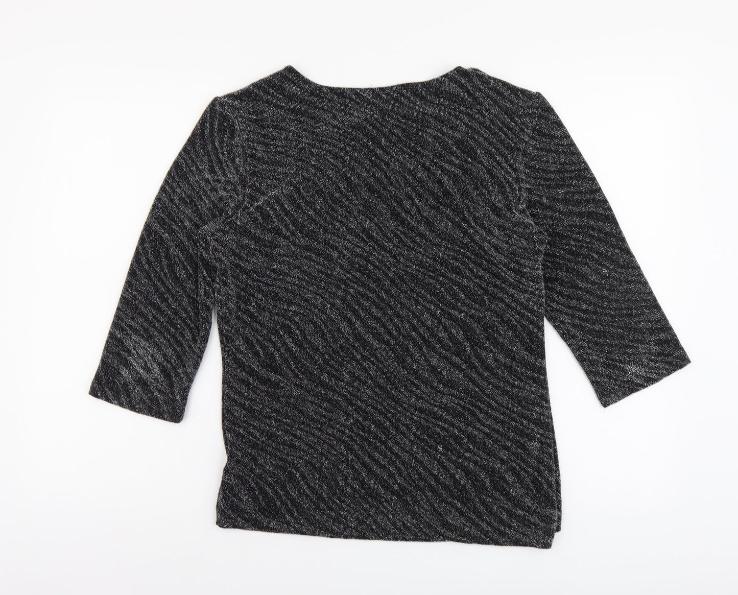 Just Elegance Womens Silver Geometric Nylon Basic Blouse Size M V-Neck