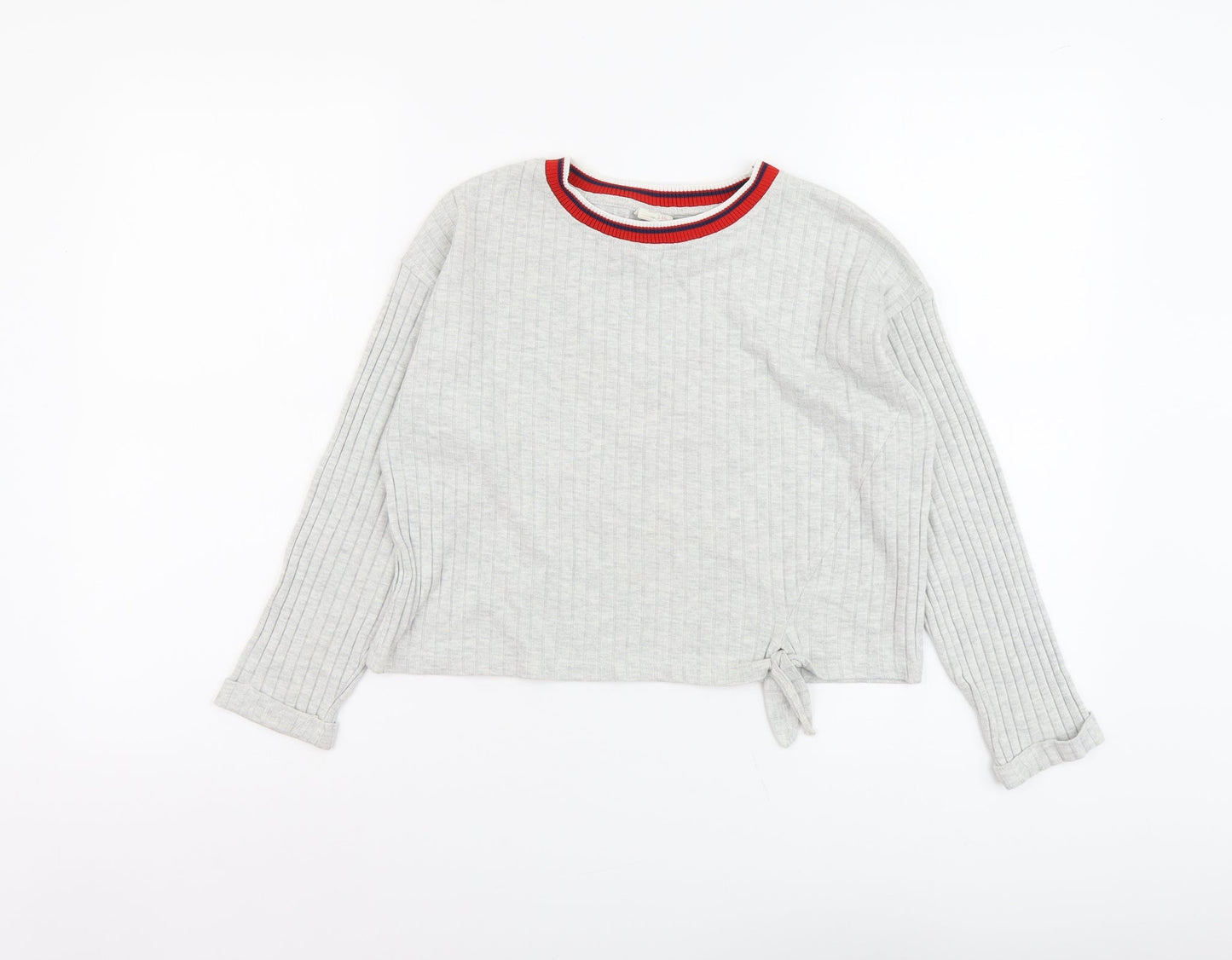 Zara Girls Grey Cotton Basic T-Shirt Size 10 Years Round Neck Pullover