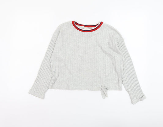 Zara Girls Grey Cotton Basic T-Shirt Size 10 Years Round Neck Pullover