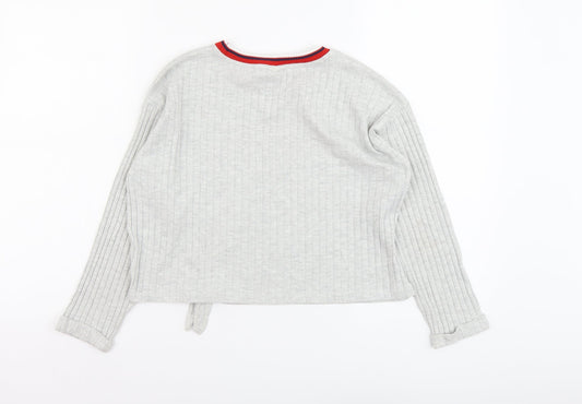 Zara Girls Grey Cotton Basic T-Shirt Size 10 Years Round Neck Pullover