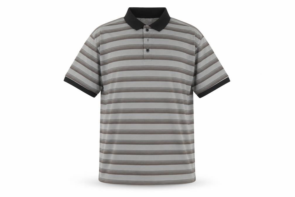 Skopes Mens Grey Striped Polyester Polo Size XL Collared Button