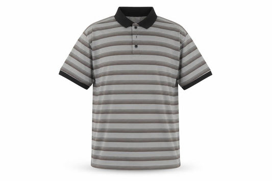 Skopes Mens Grey Striped Polyester Polo Size XL Collared Button