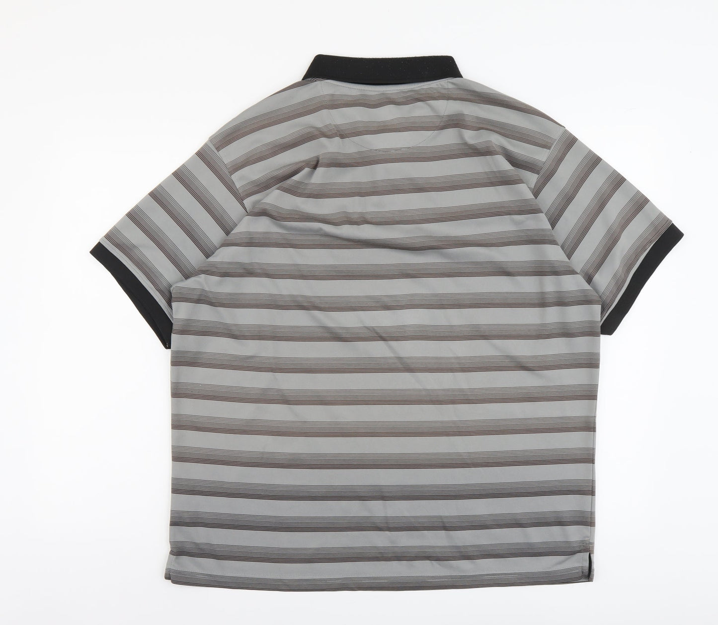 Skopes Mens Grey Striped Polyester Polo Size XL Collared Button