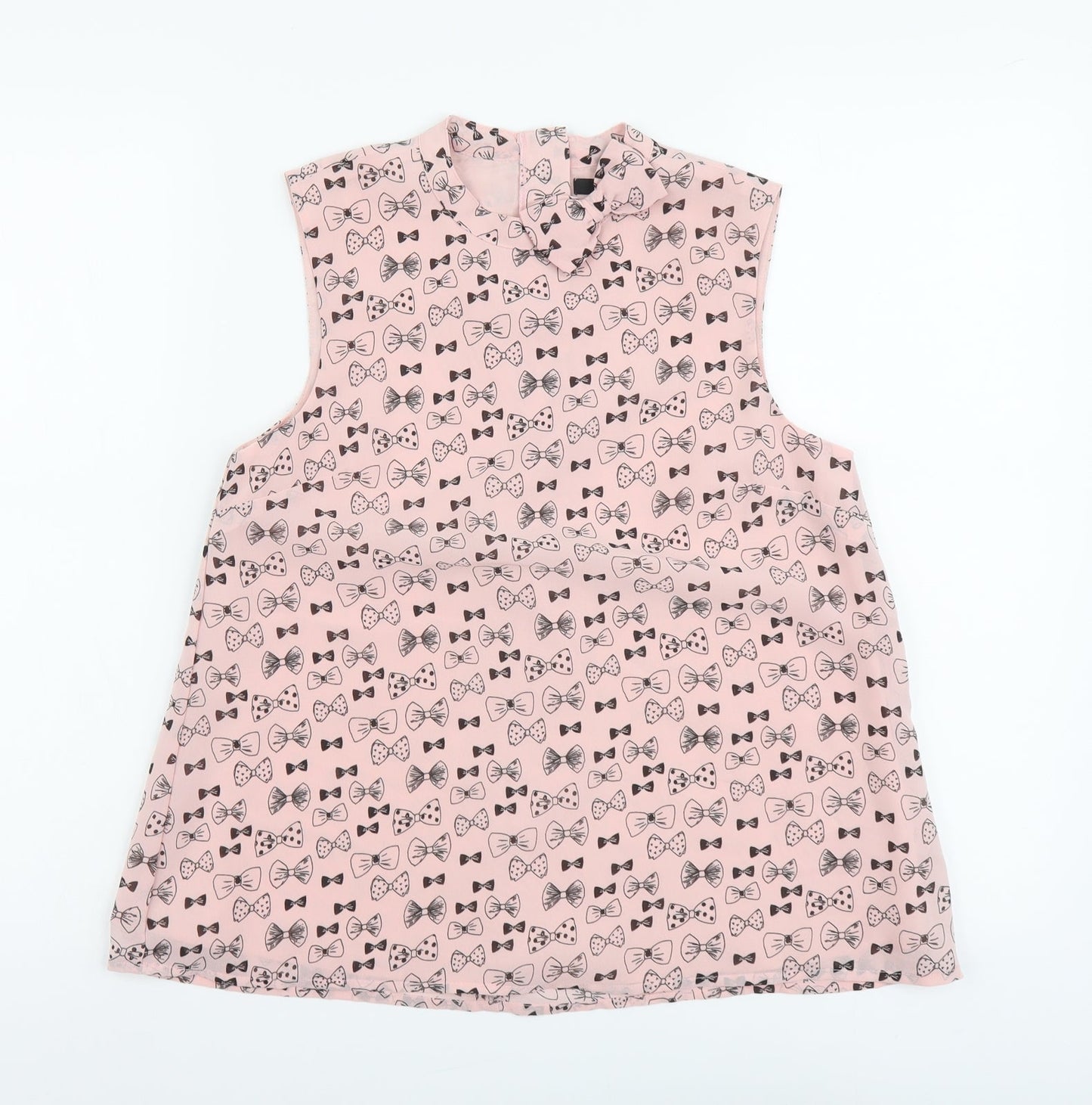 George Girls Pink Geometric Polyester Basic Blouse Size 12-13 Years Round Neck Zip - Bow Pattern