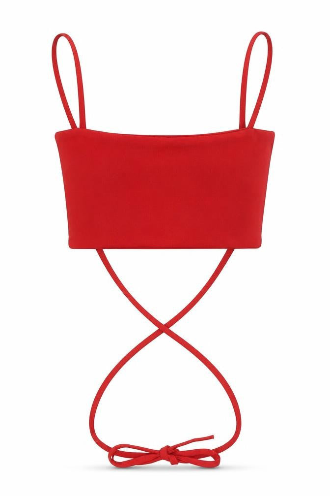 PRETTYLITTLETHING Womens Red Polyester Cropped Tank Size 6 Square Neck