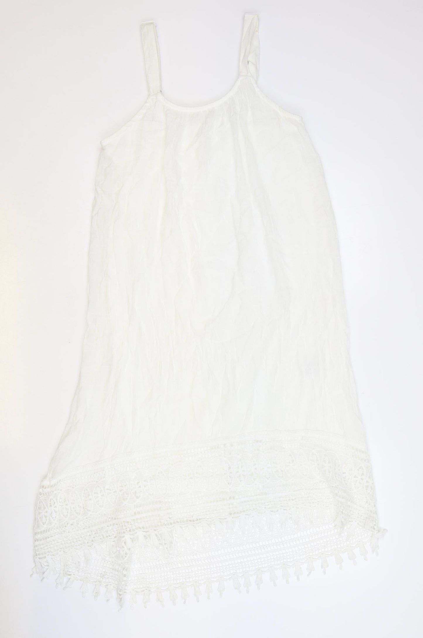 Rebellion Womens White Polyester Slip Dress Size S Scoop Neck Pullover