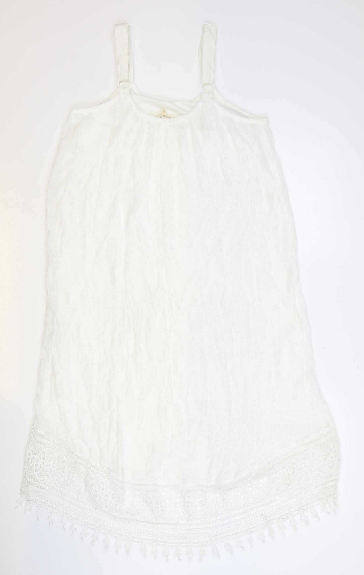 Rebellion Womens White Polyester Slip Dress Size S Scoop Neck Pullover