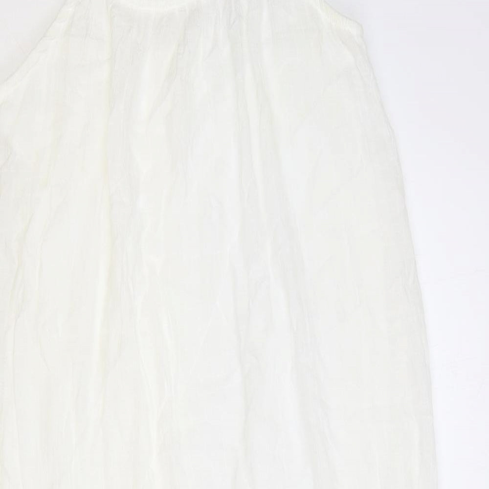 Rebellion Womens White Polyester Slip Dress Size S Scoop Neck Pullover